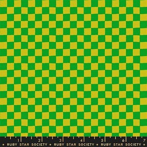 In Stock! Ruby Star Society 1 800 Calico Block Print Checker in Verdant Green RS4167 12  - Fabric Priced by the Half Yard, Cut Continuously