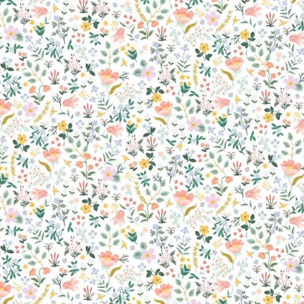 In Stock - Curio Bramble Fields in White by Rifle Paper Co - Fabric Sold by Half Yard Increments, Cut Continuously