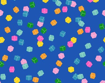 In Stock! Ruby Star Society Eye Candy Cuby Sugar Cubes in Blue Ribbon RS5158 17 - Fabric Priced by the Half Yard, Cut Continuously