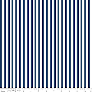Riley Blake 1/4” Stripe Navy on White - Fabric Sold by Half Yard Increments, Cut Continuously