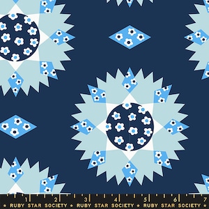 In Stock!  Lil Sunpatch in Navy by Kimberly Kight for Ruby Star RS3053 15 - Sold by Half Yard Increments, Cut Continuously