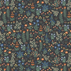 Camont Menagerie Garden in Black by Rifle Paper Co - Cotton Fabric Sold by Half Yard Increments, Cut Continuously