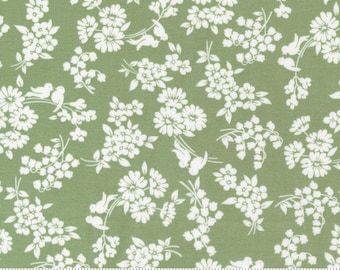 Dwell Songbird Floral in Grass Green by Camille Roskelley para Moda 55273 17 - Tela vendida por incrementos de media yarda, cortada continuamente