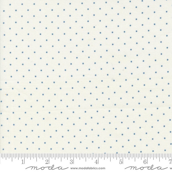 In Stock! Shoreline Dot in Cream Medium Blue by Camille Roskelley for Moda 55307 11 - Sold by the Half Yard, Cut Continuously