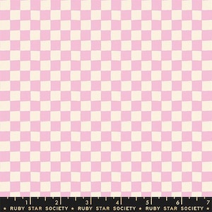 In Stock! Ruby Star Society 1 800 Calico Block Print Checker in Peony RS4167 11  - Fabric Priced by the Half Yard, Cut Continuously