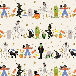 In Stock - Rifle Paper Co Cream Metallic Halloween Parade RP1300 CR1M - Sold by Half Yard Increments, Cut Continuously