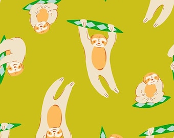 ¡En existencia! Ruby Star Animal Animal Sloth en pistacho RS5168 15 - Tela con precio por media yarda, cortada en una pieza continua