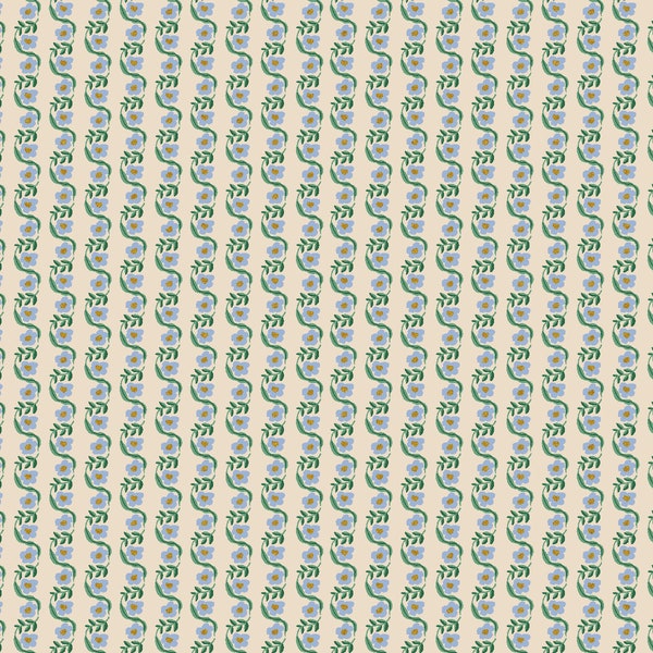 Bramble Messina Stripe in Blue Metallic by Rifle Paper RP911 BL2M - Cotton Fabric Sold by Half Yard Increments, Cut Continuously