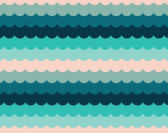 In Stock! Ruby Star Society Poolside Too Umbrella Scallops Peacock RS5199 16 - Fabric Priced by the Half Yard, Cut in One Continuous Piece