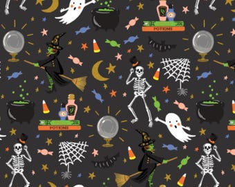 In Stock - Rifle Paper Co Halloween III 3 Black Metallic Halloween Party RP1311 BK1M - Sold by Half Yard Increments, Cut Continuously