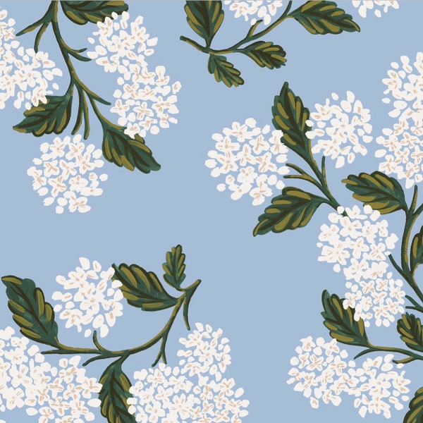 Meadow by Rifle Paper Co for Cotton and Steel Hydrangea in Light Blue - Fabric by the Half Yard