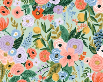 Rifle Paper Orchard Garden Party in Mint RP100 MI8 - Cotton Fabric Sold by Half Yard Increments, Cut Continuously
