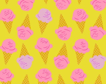 In Stock!  Sugar Cone Ice Cream Cones in Citron by Kimberly Kight for Ruby Star RS3062 11 - Sold by Half Yard Increments, Cut Continuously
