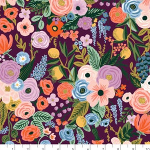 Rifle Paper Orchard Garden Party (Regular NOT Petite) in Burgundy RP100 BU9 - Cotton Fabric Sold by Half Yard Increments, Cut Continuously
