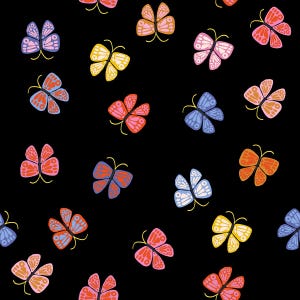 Ruby Star Ooh Lucky Lucky Butterfly in Black by Alexia Marcelle Abegg RS4115 16 - Fabric Priced by the Half Yard, Cut Continuously