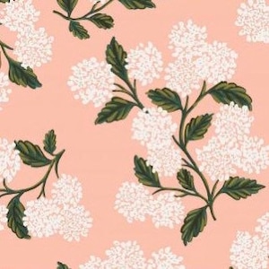 Meadow by Rifle Paper Co for Cotton and Steel Hydrangea in Blush - Fabric Sold by Half Yard Increments, Cut Continuously