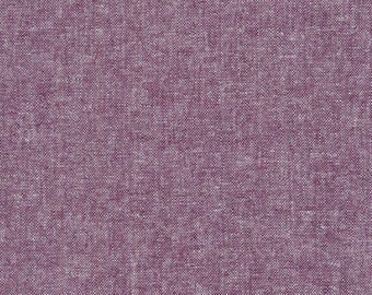 Robert Kaufman Essex Yarn Dyed in Eggplant E064-1133 - Cotton Linen Fabric Sold by Half Yard Increments, Cut Continuously