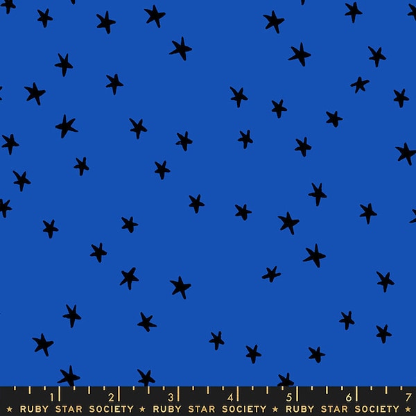 In Stock! Ruby Star Starry 2023 in Blue Ribbon by Alexia Marcelle Abegg RS4109 44 - Fabric Sold by Half Yard Increments, Cut Continuously