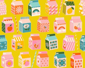 Ruby Star Society Juicy Juice Box Cartons in Golden Hour by Melody Miller RS0086 14 - Sold by Half Yard Increments, Cut Continuously