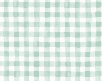Meadow by Rifle Paper Co for Cotton and Steel Painted Gingham in Mint - Fabric by the Half Yard