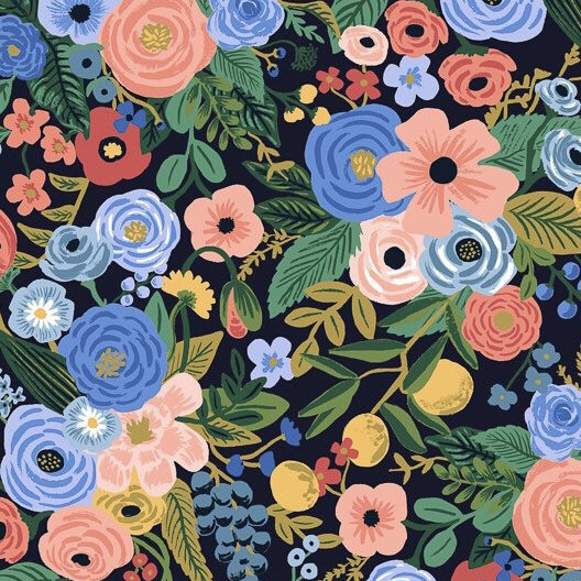 Wildwood by Rifle Paper Co for Cotton and Steel Navy Blue Garden Part…
