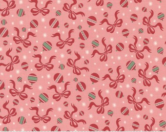 37” BOLT END - Please Read Description Before Purchasing - Holly Jolly Bows & Ornaments in Pink by Urban Chiks for Moda Fabrics, 31183 15