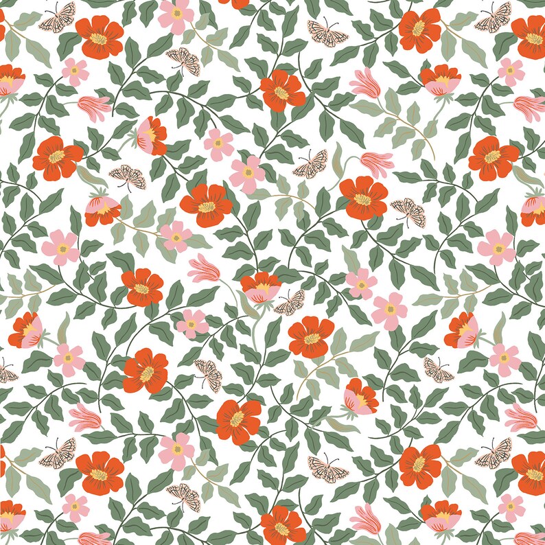 Fabric Sold by Half Yard Increments and Cut Continuously Rifle Paper Co for Cotton and Steel Strawberry Fields in Ivory Primrose