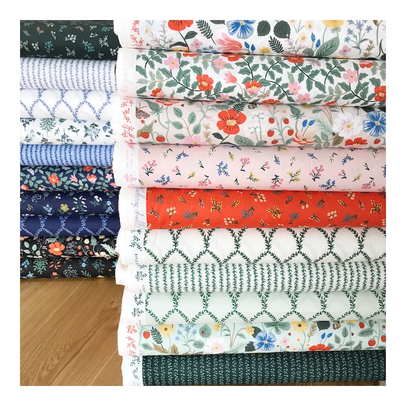 Fabric Sold by Half Yard Increments and Cut Continuously Rifle Paper Co for Cotton and Steel Strawberry Fields in Ivory Primrose