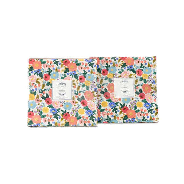 Rifle Paper Co for Cotton and Steel Vintage Garden Ten x Ten Layer Cake - Contains 42  10” Quilting Cotton Squares