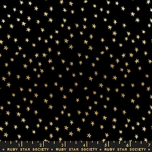 In Stock! Ruby Star Starry MINI in Black Gold by Alexia Marcelle Abegg RS4110 27M - Fabric Sold by Half Yard Increments, Cut Continuously
