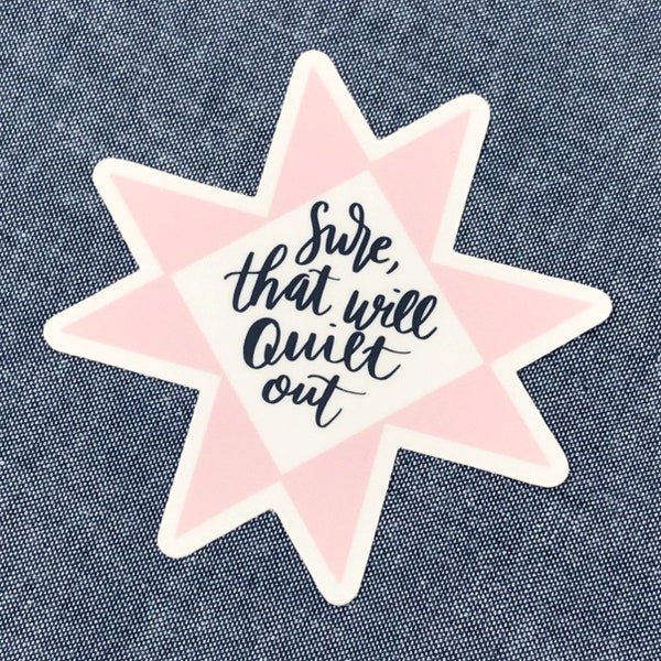 Vinyl Quilting Sticker in Navy and Pink - Perfect for your favorite quilting gear, laptop, water bottle, and more.