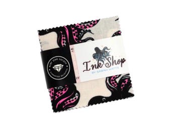 In Stock! Ink Shop Mini Charm Pack by Sarah Watts for Ruby Star Society - Forty Two 2.5” Squares of Quilting Cotton