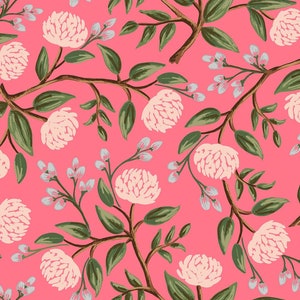 Wildwood by Rifle Paper Co for Cotton and Steel Pink Peonies - Fabric Sold by Half Yard Increments, Cut Continuously