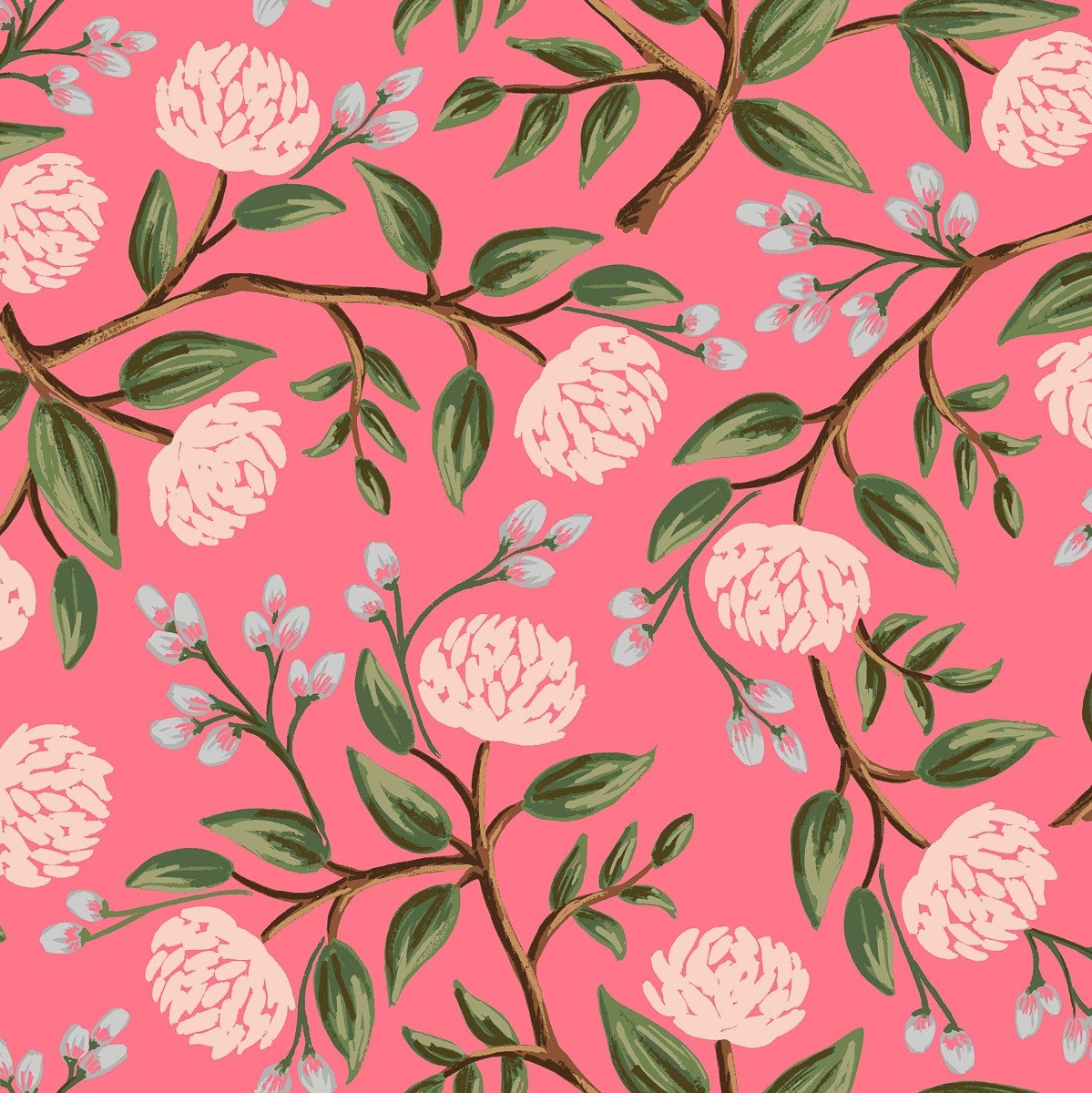 Wildwood by Rifle Paper Co for Cotton and Steel Pink Peonies Etsy