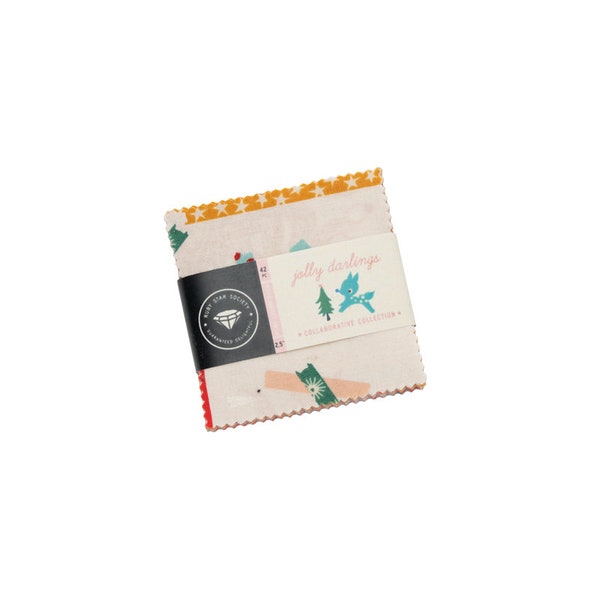 In Stock!  Jolly Darlings by Ruby Star Society Mini Charm Pack  - Contains 42 Factory Cut 2.5” Squares of Christmas Quilting Cotton