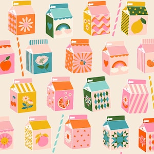 In Stock! Ruby Star Society Juicy Juice Cartons in Shell by Melody Miller RS0086 11 - Sold by Half Yard Increments, Cut Continuously