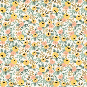 Primavera by Rifle Paper Co for Cotton and Steel Cream Rosa Floral Fabric - Fabric by the Half Yard
