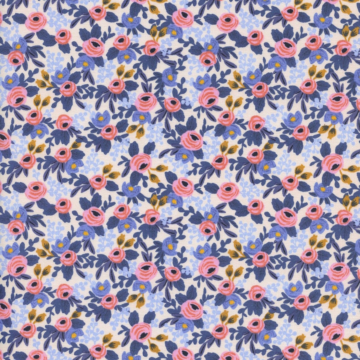 Les Fleurs by Rifle Paper Co for Cotton and Steel Rosa Print in Periw…