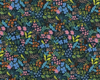 English Garden by Rifle Paper Co for Cotton and Steel Meadow Print in Navy - Fabric by the Half Yard