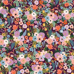 Rifle Paper Orchard PETITE Garden Party in Burgundy RP104 BU9 - Cotton Fabric Sold by Half Yard Increments, Cut Continuously