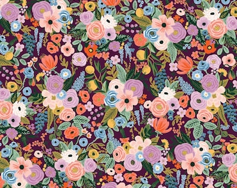 Rifle Paper Orchard PETITE Garden Party in Burgundy RP104 BU9 - Cotton Fabric Sold by Half Yard Increments, Cut Continuously