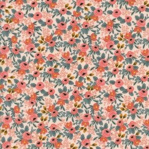 Les Fleurs by Rifle Paper Co for Cotton and Steel Rosa Print in Peach - Fabric Sold by Half Yard Increments and Cut Continuously