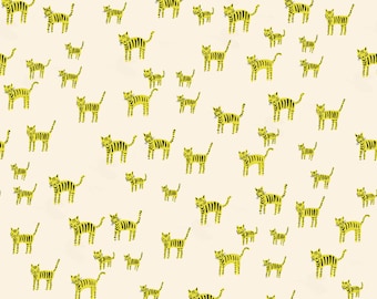 In Stock! Ruby Star Society Catnap Tiger Stripes in Citron RS4132 11 - Fabric Priced by the Half Yard, Cut Continuously