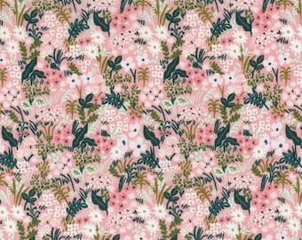 English Garden by Rifle Paper Co for Cotton and Steel Meadow Print in Pink - Fabric Priced by the Half Yard and Cut Continuously