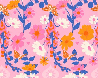 ¡En stock! Ruby Star Society, "El mejor día de tu vida", flores de dedalera en ramillete RS0106 12 - Se vende por media yarda, corte continuo