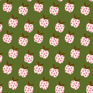 In Stock! Ruby Star Mystic Fable Big Apple in Green & Neon Pink RS4149 16 - Fabric Sold by Half Yard Increments, Cut Continuously