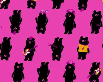 ¡En existencia! Ruby Star Teddy & the Bears The Band de Sarah Watts en Light Berry RS2103 12 - Se vende en incrementos de media yarda, se corta de forma continua