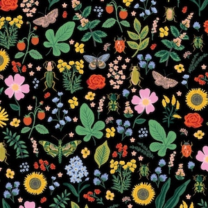 Curio in Black Metallic by Rifle Paper Co - Fabric Sold by Half Yard Increments, Cut Continuously