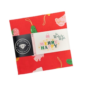 In Stock!  Merry Happy by Ruby Star Society Charm Pack  - Contains 42 Factory Cut 5” Squares of Christmas Quilting Cotton