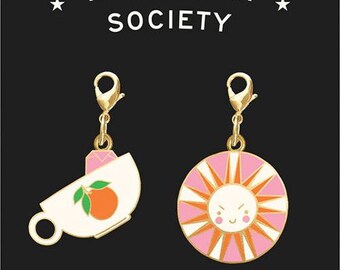 In Stock - Pack of 2 Zipper Pulls by Melody Miller for Ruby Star Society -  Tea Cup and Sunshine